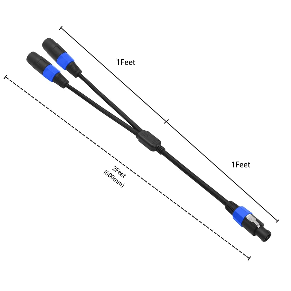 yeraa Câble Répartiteur Mâle Speakon vers 2 Femelles, Câble Speakon vers Speakon, Câble Audio Speakon