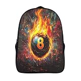 ZbOLi 8-Ball Rucksäcke Kinder Schulrucksack Schultasche 3D Gedruckte Exploding In Flammes Für Grund- Und Mittelschüler 16 inch