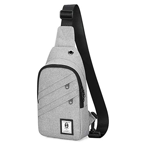 Skyout Hombre Tela Oxford Crossbody Bolsa, Multifuncional Impermeable Anti-Robo Moda Bolsa de Pecho con Puerto de Auriculares, para Deportes Aire Libre Senderismo Cover
