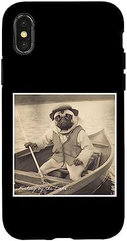 iPhone X/XS Funny Pug Fishing on a Boat Cute Case