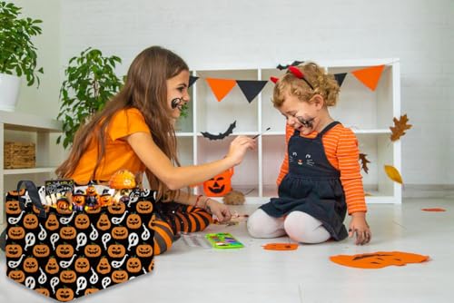 Image of Rectangular Kids Basket,Halloween Basket.Cute Baskets for Room Decor, Pumpkin Baskets with Handles.Books Bins,Gifts Box. (Black Pumpkin)