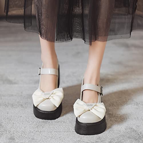 Image of Women's Platform Mary Janes Heart Cat Buckle Rivets Ankle Lolita Gothic Princess Platform Pumps Patent Leather Thorn Vintage Traditional Embroidery Upper Dress Shoes