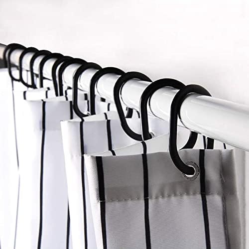 Shower Curtain Rings Plastic Curtain C Rings Hook Hanger Bath Drape Loop Clip Glide-24 Pack (Black)