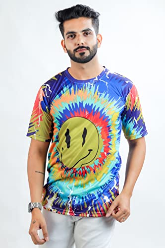 Image of HARPITA Men's Round Neck Half Sleeve Slim Fit Digital Printed Lycra T-Shirt