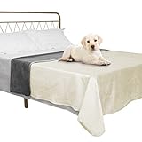 Ameritex Pet Bed Blanket Reversible 100% Waterproof Velvet Super Soft for Sofa and Bed (40x60 Inches, Cream+Grey)
