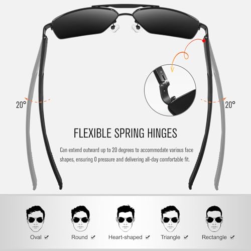 Image of WEAROYO Polarized Sunglasses Men Womens Al-Mg Alloy Frame Spring Hinges Pilot Military Style UV400 Protection Driving