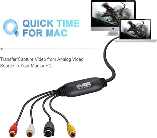 Image of MICROWARE USB Video Capture VHS to Digital Converter USB 2.0 Video Audio Capture Card for TV DVD VHS Support Windows Mac System