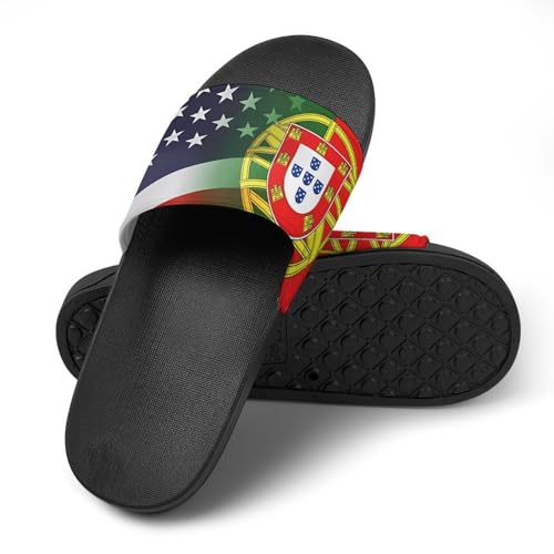 Flag of Portugal And U.S. FLAG House Sandals Non-Slip Bathroom Slippers Beach Summer Shoes for Men Women4