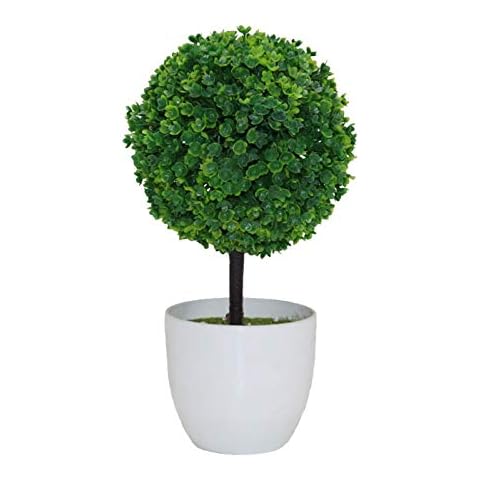 RSTYS Artificial Potted Plants,Mini Topiary Shrubs Plastic Plant,Artificial Ball Shaped Tree Fake Fresh Green Grass for Indoor-outdoor Home Office Decorations Cover