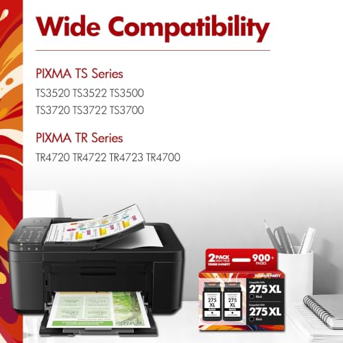 Image of 275 275XL PG-275XL TR4720 TS3722 Black Ink Cartridges for Canon Printers | Replacement for Cannon PG-275 PG275 PG 275 XL PIXMA TR4700 TS3722 TS3700 TR4722 TS3522 TS3720 TS3500 TS3520 (2 Pack, Black*2)