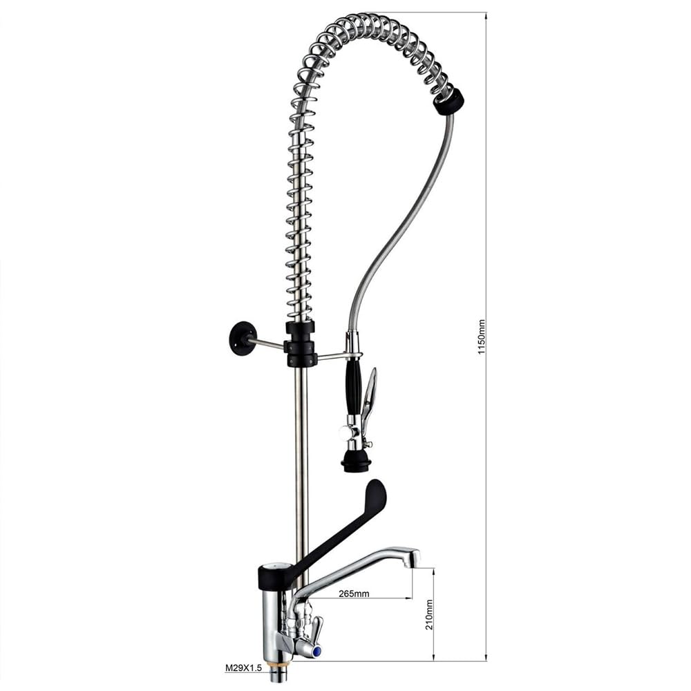 Grifo Ducha Monomando de Palanca Ergonómico Gerontológico con Caño, 2 Aguas, Estilo Profesional para Cocina Comercial