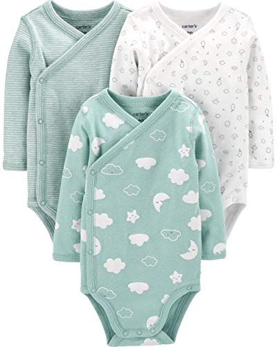 Carter s Baby Boys  3-Pack Side-Snap Bodysuits (6 Months, Green Clouds)
