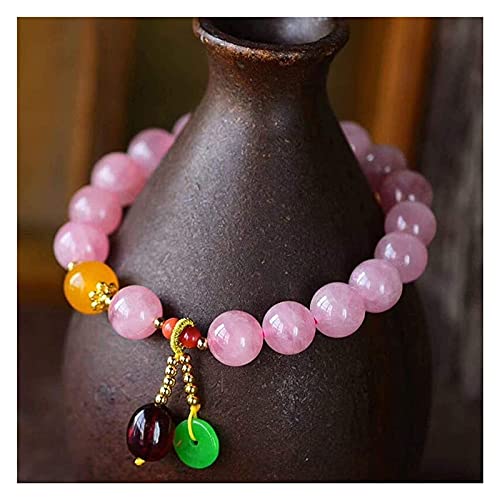 DJDEFK Wealth Bracelet Feng Shui Wealth Bracelet,Natural Rose Quartz Bracelet with Citrine Smoky Quartz Chakra Healing Crystal Gemstone Lucky Charms Love Bangle Gift for Women/Men Feng Shui Bracelet