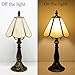 MQYXH Small Tiffany Table Lamp Beige Stained Glass Desk Lamps 6X6X14 Inch Bronze Resin Base Antique Mini Accent Light