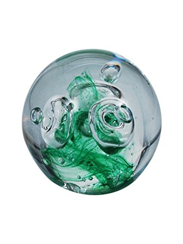 Dream Ball (227) - Paperweight Mini Approx. 6 cm - Large Bubbles Over Green Background - Handmade