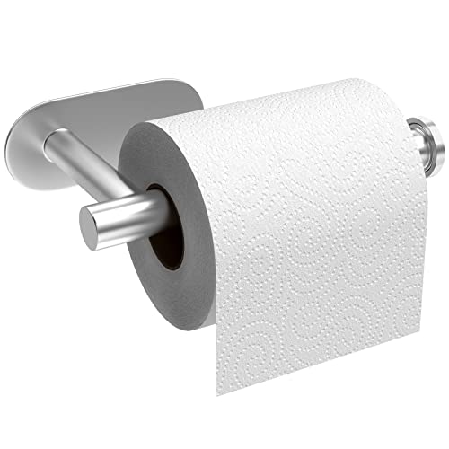 Uootach Porte Papier Toilette, Porte-Papier Toilette Auto-adhésif, Support Papier Toilette en Acier Inoxydable, Porte-Rouleau Mural, Porte-mouchoirs pour Salle de Bain, Cuisine, Salon(Argent)