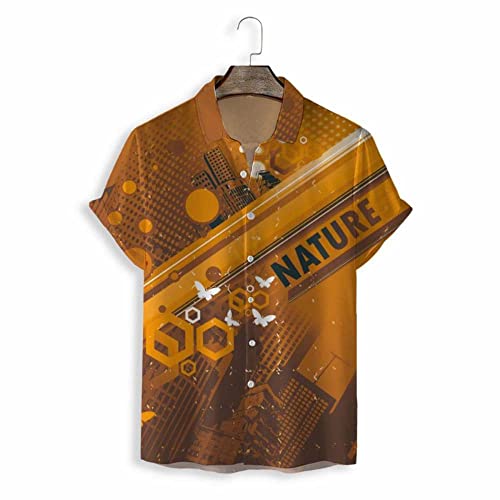 Chemise boutonnée haut de gamme imprimé tropical orange pour homme