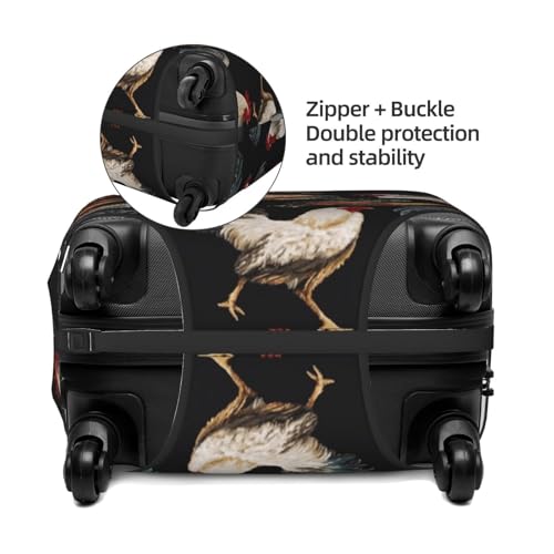 French Roosters Print Suitcase Cover Luggage Protector Washable Elastic Fashionable Travel Gear Cover4