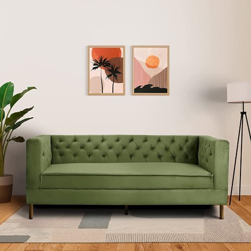 Image of 3 Seater Chesterfield in Traditional and Luxury Sofa for Living Room, Dining Room, Bedroom and resturent-Colour=(Olive Green).