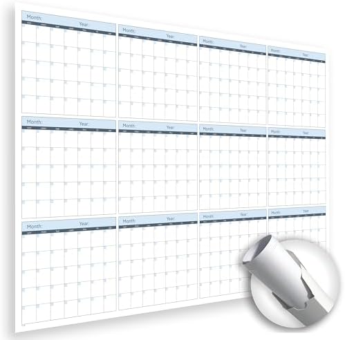 Large Calendar View Undated Large Wall Calendar (39 x 27 inches) – Double-Sided Dry Erase ...