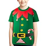 Unisex Toddler Santa Elf Costume Jumbo Print Novelty Christmas Short Sleeve T-Shirt (4T,Santa Elf)