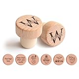 Custom wooden wine bottle stopper for party favors, personalized engraved wedding gifts set, house warming gift new home, It's wine o clock, souvenir presents for guest in bulk (Monogram)