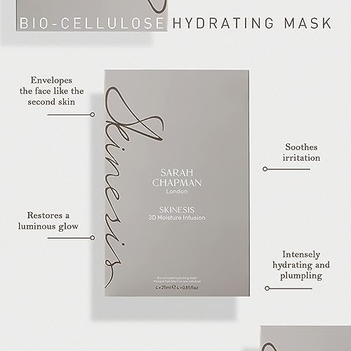 Sarah Chapman Skinesis 3D Moisture Infusion Mask Kit - Pack of 4 Hyaluronic Acid Moisturiser Sheet Masks - Perfect Hydrating Face Mask for Natural and Luminous Glow - Image 3