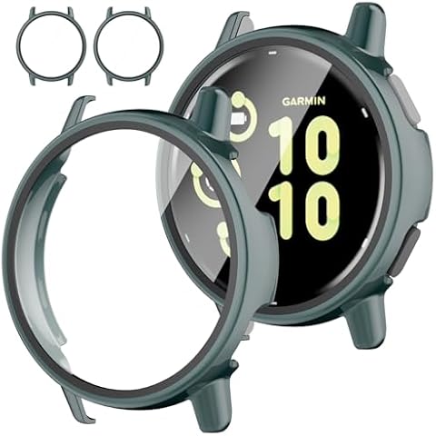 Rc-Z Screen Protector Case for Garmin vívoactive 5, [2-Pack] Hard PC Bumper Full Face Cover Replacement Accessories for Garmin Active 5/Vivoactive 5, Green Cover