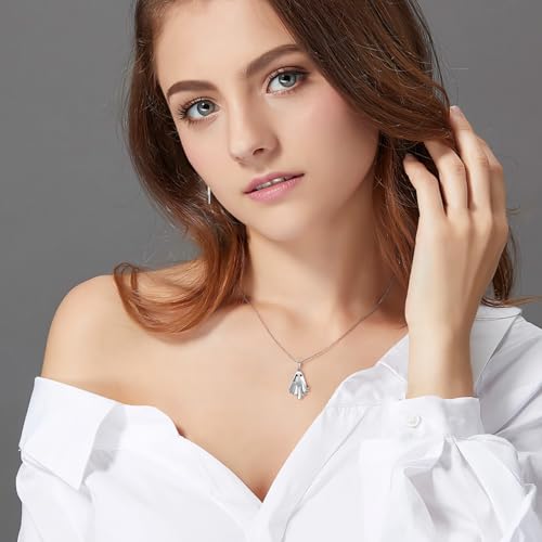 Halloween Ghost Necklace for Women S925 Sterling Silver Spooky Ghost Pendant With Heart Cz for Women Halloween Jewelry Gift3