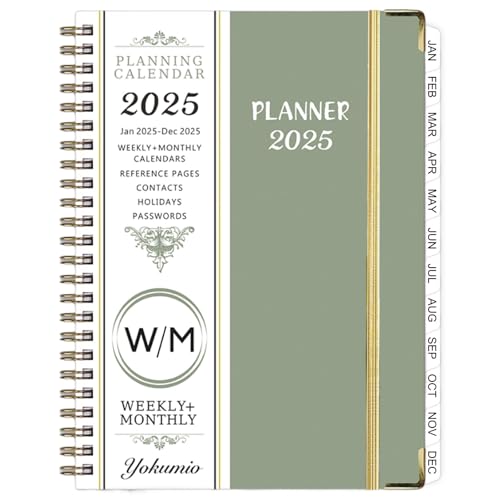 Yokumio Agenda accademica, layout settimanale e mensile, 15,7 cm x 21,6 cm, linguette, rilegatura a doppio filo, angoli rotondi con rivestimento in metallo, ideale per forniture da ufficio, bicchieri