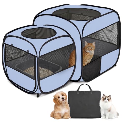 2-in-1 Dog Playpen Portable Cat Playpen, Non-Separable, No Assembly