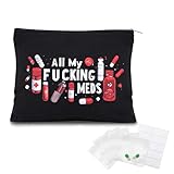 All My Meds Bag Pouch with Medicine Pill Bags Get Well Gifts for Women Men After Surgery Medicine Medical Bag Organizer Pouches Med Storage Bags with Zipper Travel Makeup Cosmetic Bag Organizer