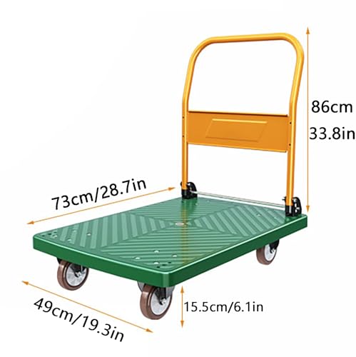Chariot à plateforme pliable à 4 roues avec rambarde de sécurité