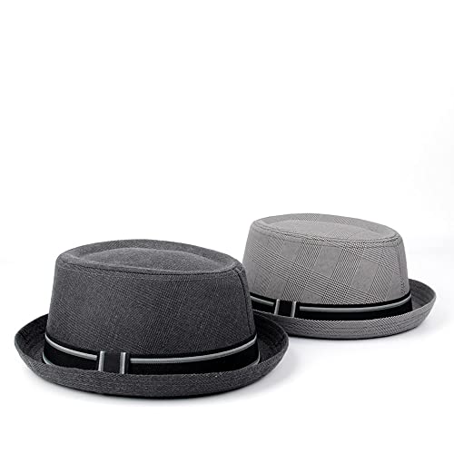 GHC-Casquettes-et-Chapeaux-1pcs-Dad-Dad-Bowler-Porkpie-Jazz-Chapeau-Men-Fedora-Chapeau-Appartement-Porc-Pie-Chapeau-for-Gentleman-Big-Taille-S-m-l-XL-Couleur-Dark-Gray-Taille-7-18