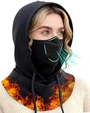 JOEYOUNG 3 in 1 Winter Thermal Balaclava Hood, Breathable Fleece Windproof Face Ski Mask with Ear Loops - Men Women Cold Weather