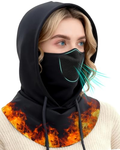 JOEYOUNG 3 in 1 Winter Thermal Balaclava Hood Breathable Fleece Windproof Face Ski Mask with Ear Loops - Men Women Cold Weather