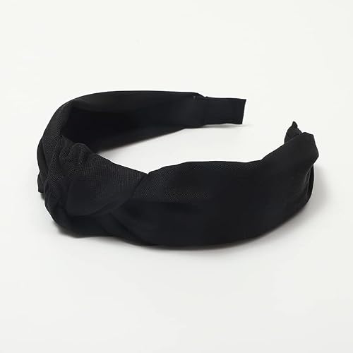 SYSUII 1 diadema con nudo – Diadema ancha vintage para mujer, accesorios para el pelo, accesorios para el pelo, bandas elásticas para el pelo, diademas para mujeres y niñas, color negro