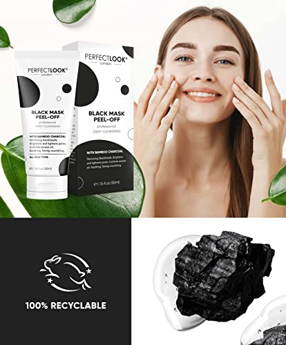 Perfect Look London Peel Off Face Masks, Intensive Purifier, Bamboo Charcoal Fighting Formula for Blackhead Removal and Deep Skin Clean, Carbon Activated for Maximum Cleansing - Image 5