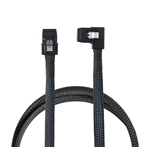 Cablecc Ultra Slim Flat Right Angled 90 Degree Mini SAS 36pin SFF-8087 to 8087 Data Raid Cable 80cm