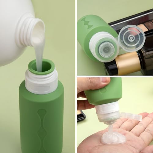 Image of Gemice Travel Bottles for Toiletries, Tsa Approved Travel 6oz Size Containers with Clear Bag, BPA Free Leak Proof Travel Tubs Refillable Liquid Travel Accessories for Cometic Shampoo Lotion