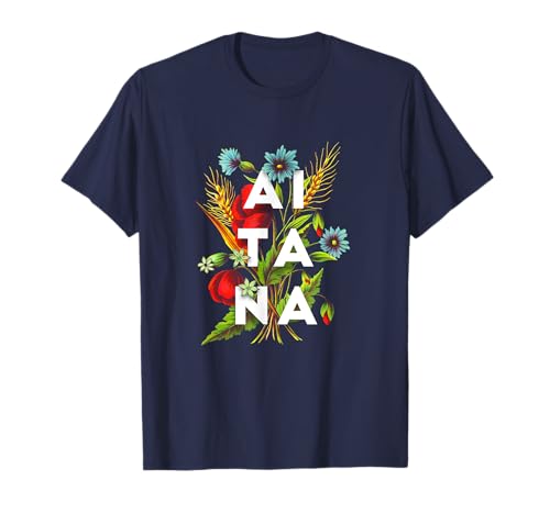 Diseño Flores Con El Nombre de Aitana Camiseta