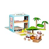Udeas Strandvilla-Spielzeug Set, Holzspielzeug mit unverwechselbaren Figuren, lustiges Mädchen Kinderspielzeug mit Buntem Thema, Sommerzeit-Urlaub Spielhaus Garten