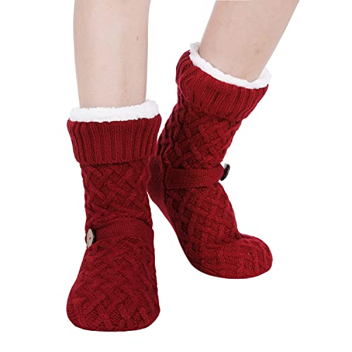 Image of Chassic Sherpa Lined Slipper Socks for Women, Non-Slip Cozy Winter House Socks, Soft Fuzzy Socks, Christmas Gifts for Women & Ladies Stocking Stuffers