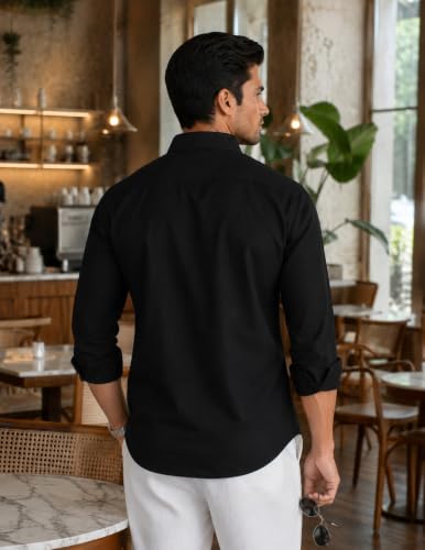 Image of Majestic Man Men's Solid Pure Cotton Casual Shirt - Slim Fit | Full Sleeves | Soft & Breathable Fabric