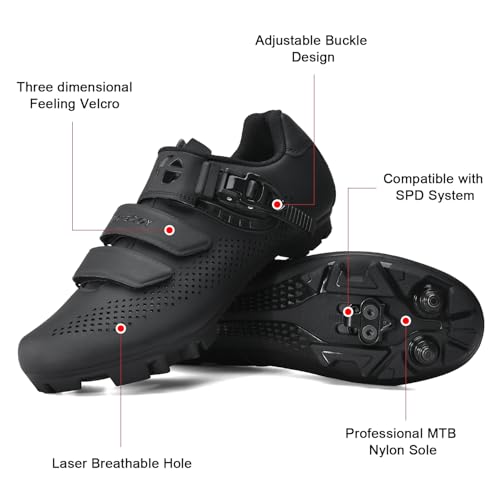 Mens Mountain Bike Cycling Shoes Women, MTB Bicycle Shoes Compatible with Shimano SPD4