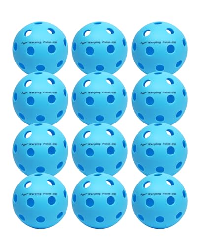 Warping Point Indoor Pickleball Balls, 12 Pack 26 Holes Blue PickleBalls, Meet USAPA Specifications, High Bounce Durable Practice Pickle Ball for Beginners Intermediate Player