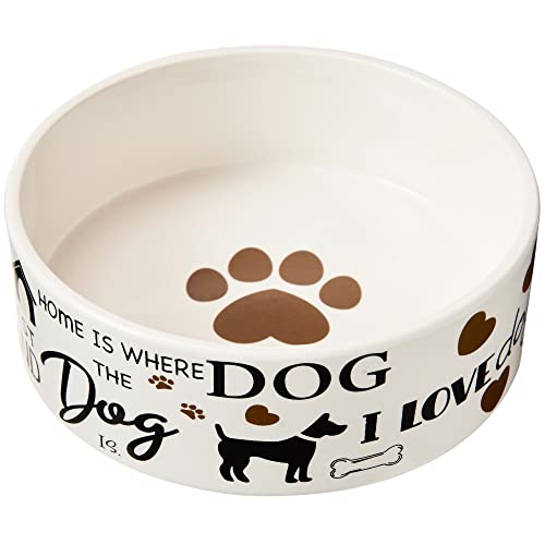 SPOT by Ethical Products - Heavy Ceramic High Gloss Dog Bowl Cat Bowl Durable Dog Food and Water Pet Dish - Dishwasher Safe - I Love Dogs Dog Dish 7