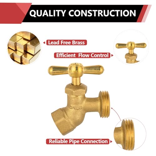 EFIELD 2-Pack 3/4" FIP Inlet ×3/4" MHT Brass No-Kink Hose Bibb Garden Hose Faucet for All Purpose, No Lead Brass by EFIELD - Used condition - Image 4