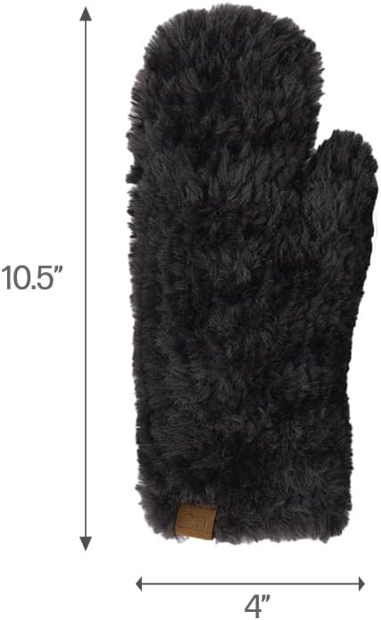 C.C Faux Fur Mitten For Women Unisex - Stretchable Soft Warm Cold weather Winter Gloves - Image 4