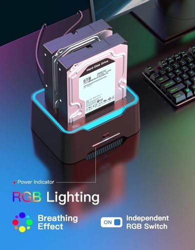 Image of Tobo Updated RGB SAtA to USB 3.0 Hard Drive Docking Station with Offline Clone, USB 3.0 to SATA I /II /III Dual Bay External SSD /HDD Dock for 2.5 /3.5 SATA HDD /SSD, with UASP,Hard Drive Duplicator